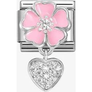 Nomination Pink Flower With Crystal Heart Charm