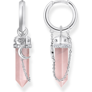 Thomas Sabo CR722-643-9 Silberne Creolen mit Rosa Kristall Anhänger & Symbolen Damen