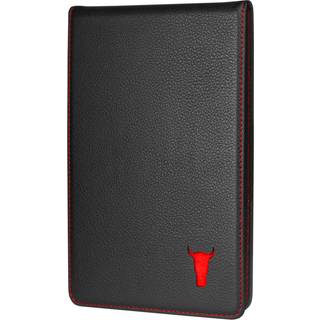Leather Golf Scorecard Holder and Yardage Book Cover - Black with Red Detail