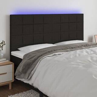 sengegavl med LED-lys 160x5x118/128 cm stof sort