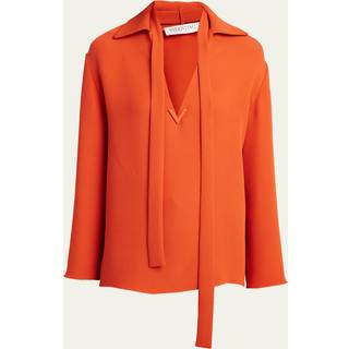 Valentino Tie-neck silk blouse - orange - XXS
