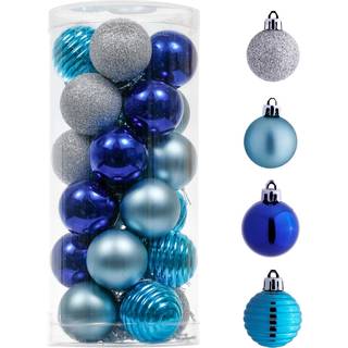 Valery Madelyn Tree Decorations Ornament Set til Fall Halloween Decor 24ct Navy Blue and Silver Shatterfabroof Ball Ornamenter Bulk 1,57 inches H