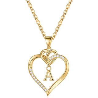 Storup Valentines Day Gifts til hendes 14k guldbelagte hjerte initial En pendel halskæde Dainty hjerte halskæder til kvinder smykker fødselsdag V