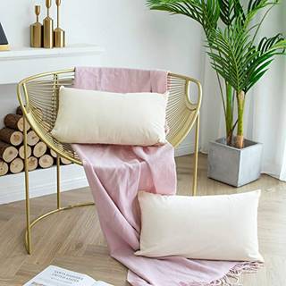 Juspurbet creme hvid dekorativ lænden fløjl kast pude dækker 12x20 pakke med 2 luksus bløde solide pude til sofa sofa seng
