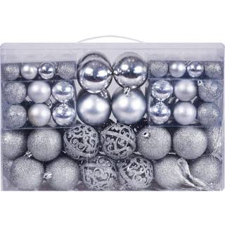 Christmas Balls Tree Ornaments Shatterproof juldekorationer med återanvändbar handhållen presentpaket för semester Xmas Tree Decor (100 Silver)