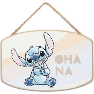 Disney Lilo og Stitch Ohana Pastel Hanging Wood Wall Decor - Adorable Stitch Sign til boligindretning