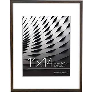 AmericanFlat 11x14 Billedramme med knust -resistent glas - Brug som 8x10 ramme med Mat eller 11x14 ramme uden Mat - Streamline Collection - tynd