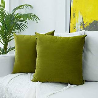 Juspurbet olivengrøn dekorativ fløjl kast pude dækker 20x20 tommer sæt med 2 luksus solid blød pudebetræk til sofa sofa seng