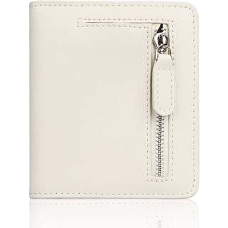 Funtor læder tegnebog til kvinder damer lille kompakt bifold lomme RFID blokerende tegnebog til kvinder hvid