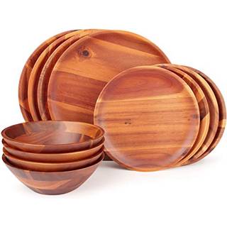 AIDEA WOOD MATERWARE SET 12 stk ACACIA Wood Tableware Set -retter indstillet til 4