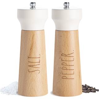 Rae Dunn Sæt på 2 - Bambus havsalt peberkværn - klassisk salt og peber ryster - pebermølle & saltmølle