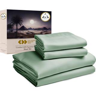 Californien design den certificeret luksus 100% egyptisk bomuldsark King Størrelse Deep Pocket Sateen Kølende ark til varme sveller King Bedark E