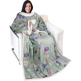 Catalonia Sherpa bärbar filt med ärmar Arms bekväm ärm med TV -wrap filt stort snuggly kast för kvinnor och män gåva till hennes 80 -tal