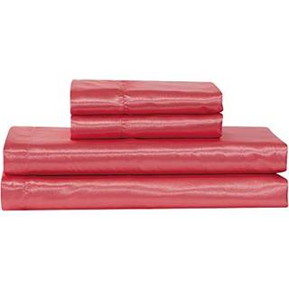 MK Collection 4pc Soft Silky Satin Solid Color Deep Pocket Sheet Set (Coral King)