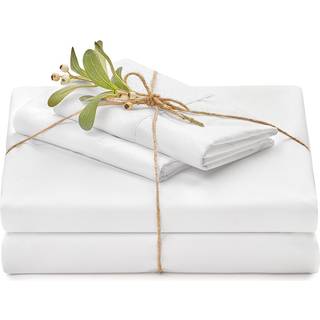 Chanasya premium bl?d pr?gede hvide queensize -sengelinjer indstillet 4 -delt - percale mikrofiber - monteret ark fladplade og pudebetr?k - Deep