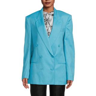 Stella McCartney Double-breasted linen-blend blazer - green - XL