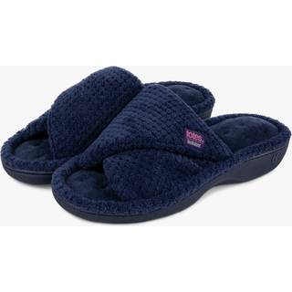 Totes Totes Navy Ladies Isotoner Popcorn Turnover Open Toe Slippers