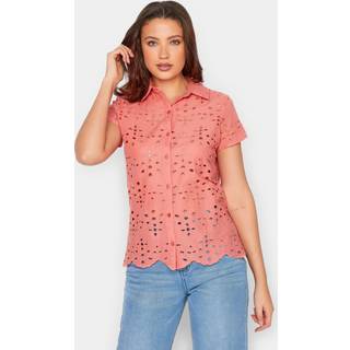 Lts Tall Coral Pink Broderie Anglaise Shirt 10 Lts | Tall Women's Shirts & Blouses