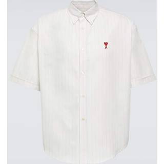 Ami Paris Pinstriped logo cotton shirt - multicoloured - EU 43