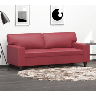 2-personers sofa 140 cm kunstlæder vinrød