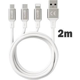 Prio High-Speed 3-i-1 Ladekabel - 2m - Hvid