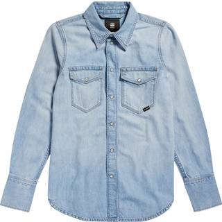 G-Startil kvinder. D24343-D539-G342 Slank western-skjorte blå (S), Casual, Bomuld, Denim, Lange ærmer