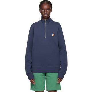 Maison Kitsune Half Zip Sweatshirt Blue