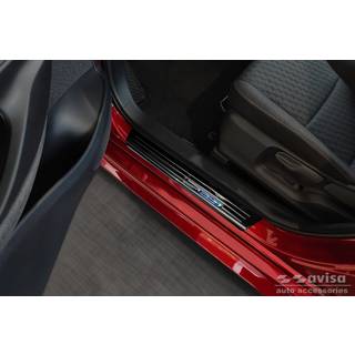 Indstigningslister - Toyota Yaris IV hatchback 5-dørs Årg. 2020-> (passer også til hybrid) Rustfrit Stål - Sort Blank Stål m. &#39;Hybrid&#39; Logo