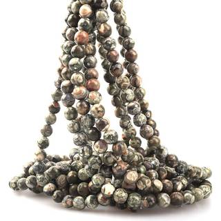 ICAI-perler 4 mm Natural Green Rainforest Jasper Gemstone Round Loose Stone Perles til smykker Making DIY Crafts Design 1 Strand 15 """" Appr.98-10