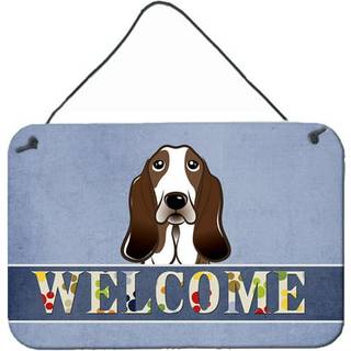 """" Caroline's Treasures BB1429DS812 Basset Hound Welcome Wall eller Door Hanging Prints 8 X 12 """" ""Multicolor"" ""