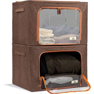 Sorbus opbevaringsbakker med metalramme - Stabelbart og sammenfoldelige t?jarrang?rposer - Oxford stofopbevaringscontainere med stort klart vindu