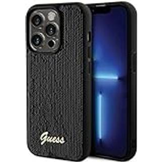 Guess paillet skrift metal cover til iPhone 13 Pro Max - sort