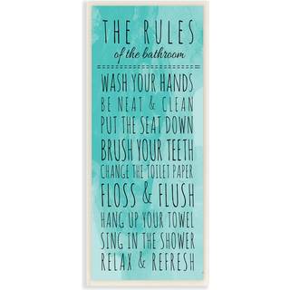 Stupell hjem d? Cor badev?relse """" reglerne """" turkis v?g plaque art 7 x 0,5 x 17 stolt fremstillet i USA
