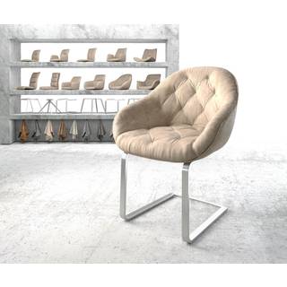 Freischwinger Gaio-Flex Mikrofaser Beige Vintage Freischwinger flach Edelstahl - Beige, Silber