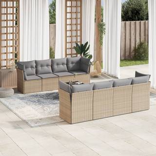 sofasæt til haven 9 dele med hynder polyrattan beige