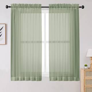 SimpleBrand Rod Pocket Top Solid Voile Sheer Curtains til soveværelse 54 tommer længde gardiner sæt med 2 lette og let filtrerende elegante salvi