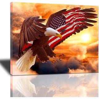 American Bald Eagle Wall Art Flying Eagle Canvas Prints Patriotic Concept Picture Inspirerende motiverende plakater Moderne hjemkunstindretning t