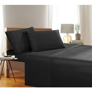 Elegant komfort 1500 Premier Wrinkle & Fade Resistant Hotel Quality 4-Piece Seng Set Set Ultra Soft Luksuriøst leater Set Inkluderer fladt ark mo