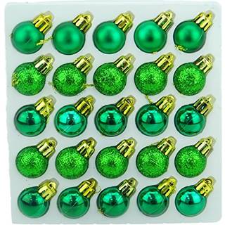 Julekoncepter pakning med 25-25 mm mini juletr?baubles - skinnende mat & glitter dekorerede ornamenter (smaragdgr?n)
