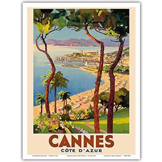CANNES - CTE D'Azur France - French Riviera - Vintage Travel Affisch av Lucien Peri C.1938 - Master Art Print (Unramed) 9in x 12in