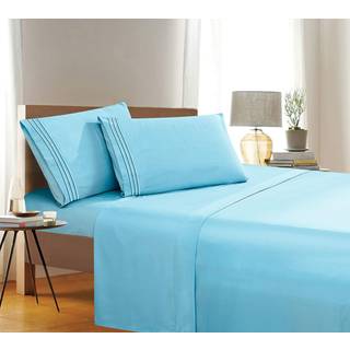 Elegant komfort 1500 Premier Wrinkle & Fade Resistant Hotel Quality 4-Piece Seng Set Set Ultra Soft Luksuriøst leater Set Inkluderer fladt ark mo