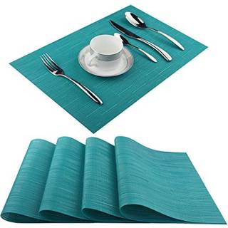 Panda Palm Vinyl dkkeservietter Vaskbare bordmtter Let at rengre Vvede dkkeservietter til spisebord St med 4 (cyanbl)