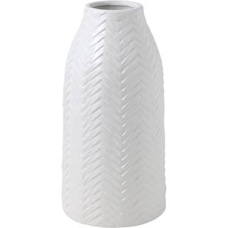 HJN hvid vase -blomstervase til indretning hvid keramisk vase til bord Boho -vase til indretning accenter/stue/boghylde/mantel/ - hvid struktur (