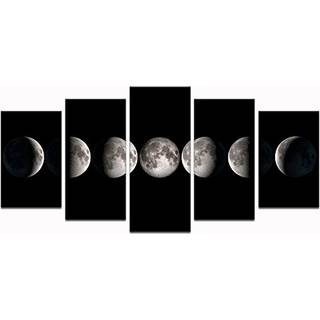 sechars - l?rred v?gkunst udskriver m?nefaserne billeder til fotemalerier p? l?rred v?gkunst til hjemmekontordekorationer 5 stykker str?kte kunst