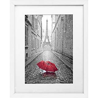 AmericanFlat 11x14 Billedramme i hvidt - viser 8x10 med Mat og 11x14 uden Mat - Engineered Wood med knust -resistent glas - vandrette og lodrette