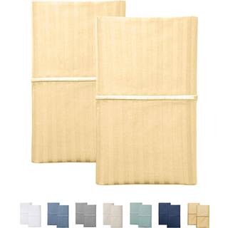 Fjer & Stitch 2 -stykke pillowcase S?t standardst?rrelse Semolina 100% Bomuld Damask Stripe Pudebetr?k 500 Tr?dt?lling 20x30 tommer Bl?d luksus S