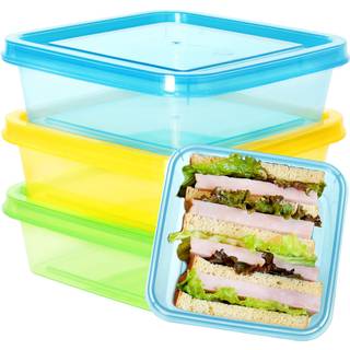 Youngever 3 Pack 20 Ounce Sandwich -containere til frokostboks Genanvendelige madopbevaringsbeholdere M?ltid Prep Containere Single Sandwich (Mul