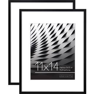 AMERICANFLAT 11X14 Billedramme med knust -resistent glas - sæt med 2 - Brug som 8x10 ramme med Mat eller 11x14 ramme uden mat - strømline samling