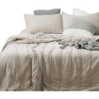 Anna.z Home King Quilt Set - Sten tvättat mjukt tyg. Ner alternativa mikrofiberfyllning. Allover Brodery Stitching. Maskin tvättbar. Solid Colors