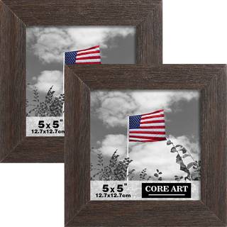 CORE ART 5x5 billedramme Hndlavet tr Rustik brun fotorammer St med 2 High Definition Semi-hrdet glas vg eller bordplade display